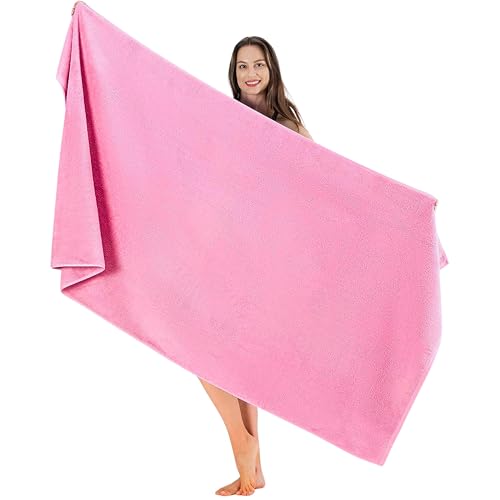 SALBAKOS Luxury 100% Turkish Cotton Bath Sheets 40x80 in Oversized Extra Large Bath Towels Pink Thick Soft Absorbent Turkish Towel for Spa Beach (Pack of 1, Rose, Jumbo Bath Sheet)