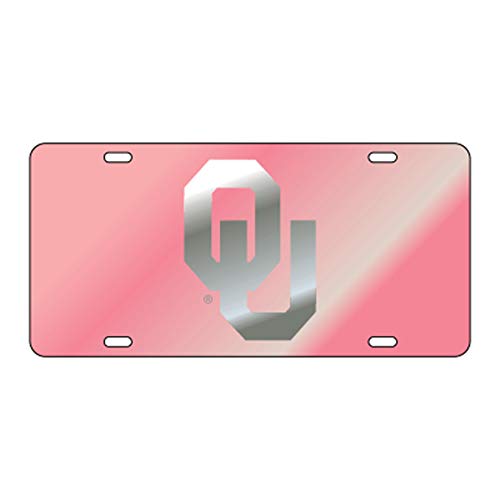 Oklahoma Sooners Laser Cut Inlaid Mirrored Pink OU Plate