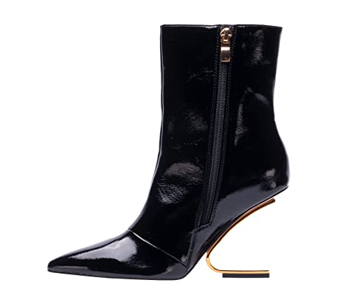 Ninety Union Princess Short Bootie With Cool Metal Heel, Black Patent, 62