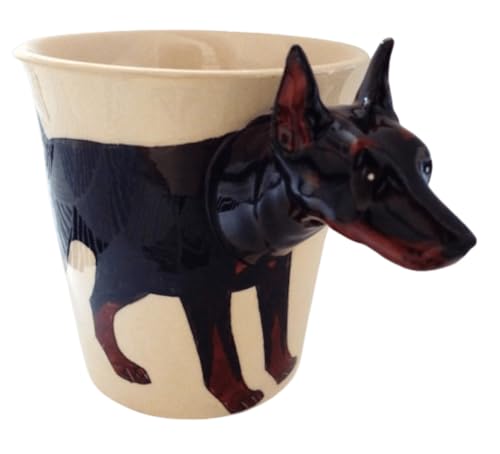 B2SEE Dobermann Tasse Keramik Hunde Tasse als Geschenk für Hundebesitzer Dobermann
