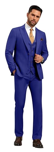 Men's 3 Pieces Suit Formal Slim Fit Solid 1 Button Single Breasted Blazer Vest Pants Groomsman Tuxedo Set for Prom
