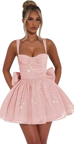 Glitter Tulle Homecoming Dress Short Prom Dresses 2025 A-Line Corset Cocktail Dress with Bow Mini Party Gown