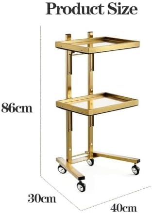 Carrito de metal de 3 niveles con ruedas, carrito utilitario de acero inoxidable con bandeja para cocina, spa y cocina, solución de almacenamiento móvil