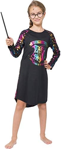 Harry Potter Rainbow Halogram Hermione Raglan Nightgown, Black, 7/8