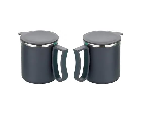 Image of Insulated Coffee Mugs with Lids - Pack of 2 - Inside Stainless Steel & Outside Durable Plastic Material - Multicolor Travel Tea /Coffee Cups