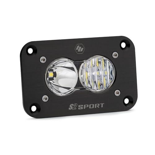 Baja Designs S2 Sport Black Flush Mount LED Light Pod (Driving/Combo; Clear)