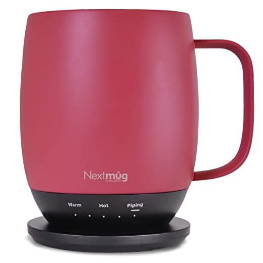 Nextmug - Temperature-Controlled, Self-Heating Coffee Mug (Dusty Rose - 14 oz.)