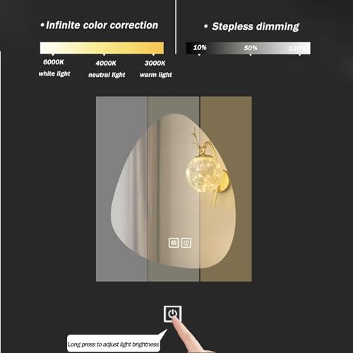 Miroir intelligent lumière LED intensité variable horizontal vertical - 4