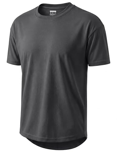 Image of TACVASEN Tee Shirts for Men Adult Cotton Blend Crewneck Tops Dark Grey L