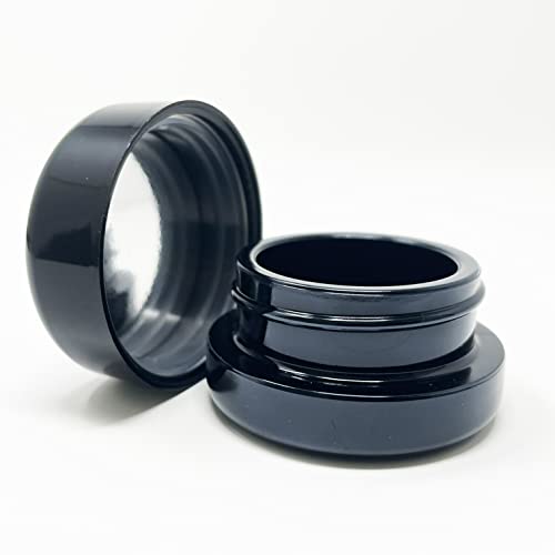 80pcs 7ml UV Resistant Glass Jar Set with Child-Resistant Black Lids - Round Bottom Cosmetic Jars for lip balm wax and creams by Oil Slick - Used condition - US$54.65