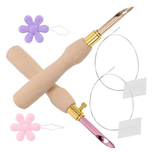 Homoyoyo Metal Punch Needle Set for Embroidery Pcs Punch Needles Ergonomic Design Suitable for Wool Fabric Yarn