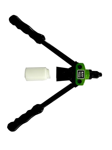 Image of Jon Bhandari Tools 12 inch (300mm) Heavy-Duty Hand Riveter | Manual Rivet Gun with 3 Nosepieces (3.2mm, 4mm, 4.8mm) & Spent Rivet Collection Bottle | Double Grip Design for Metal, Plastic & DIY Use