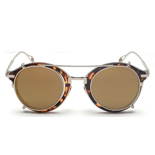 Lunettes de soleil rondes steampunk à clip amovible pour hommes et femmes