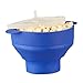Produktbild Relaxdays Popcorn Maker Silikon für Mikrowelle, zusammenfaltbarer Popcorn Popper, Zubereitung ohne Öl, BPA-frei, blau, 25.5 x 25.5 x 14.5 cm