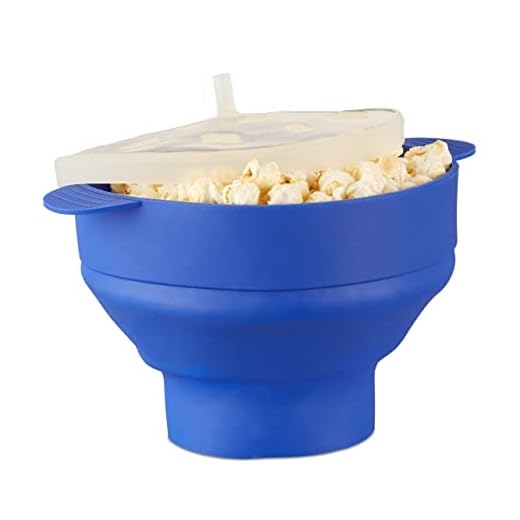 1 x Popcorn Maker silikon för mikrovågsugn, hopfällbar popcorn Popper, beredning utan olja, BPA-fri, blå