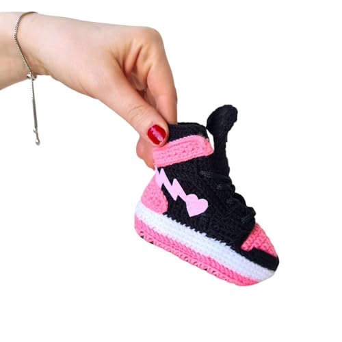 Crochet Baby Sneakers Pink Booties, Organic Handmade Newborn Outfit, baby Basketball Plush Socks, Customizable for Gender Reveal & Birth Announcements, Warm Winter for Newborns Socks