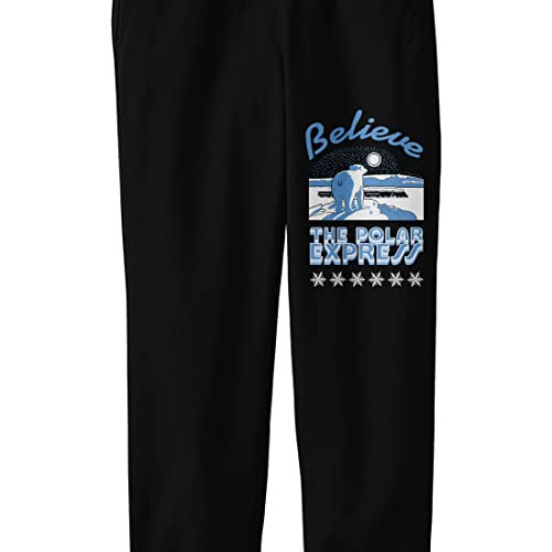 Polar Express Believe with Polar Bear and Train Youth Black Graphic Jogger Pants2