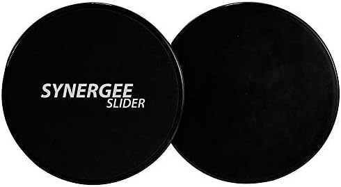 Synergee Jet Black Gliding Discs Core Sliders. Dual Sided Use on Carpet or Hardwood Floors. Abdominal Exercise Equipment