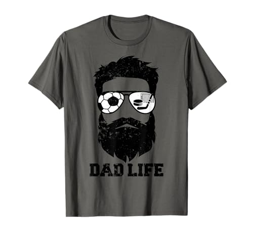 Soccer Hockey Dad Messy Hair Beard Soccer Hockey Dad T-Shirt