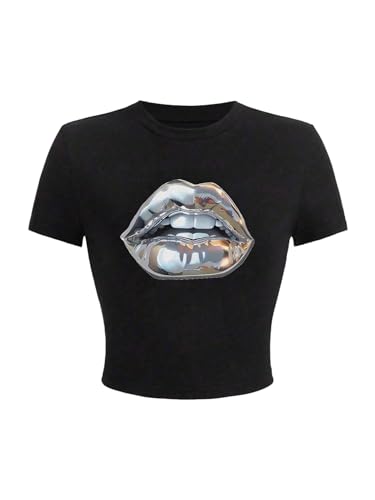 WDIRARA Women's Graphic T Shirts Crewneck Short Sleeve Tee Y2k