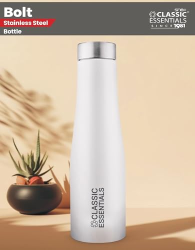 Image of CLASSIC ESSENTIALS Stainless Steel PURO Water Bottle 100% Leak Proof | Office Bottle | Gym Bottle | Hiking & Treking Bottle | Steel Water Bottle 1000 ml Bottle, White - (Set of 4)