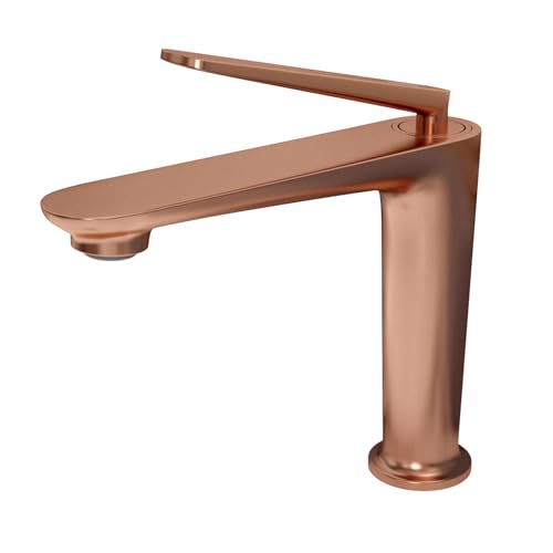 Bathroom Faucet Rose Gold, One Hole Single Handle Vessel Sink Faucet, Brass Bathroom Faucet for Vanity Sink Restroom Guestroom RVs