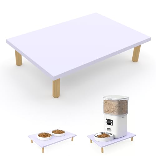 KCLROEO Wooden Elevated Cat Food Stand – Raised Pet Feeding Table for Cats and Dogs, Compatible with Most Bowls & Automatic Feeders, Solid Wood Pet Food Platform S(11.8 * 7.9 in