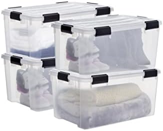 Iris Ohyama, Set of 3, Storage Boxes, 5 L, with Snap Closure, Stackable, Living Room, Bedroom, Garage - New Top Box NTB-5 - Silver