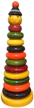 FOUNDRACY Wooden Stacking Toy, 10 Rings Multicolour Stacking Puzzle Toy ...