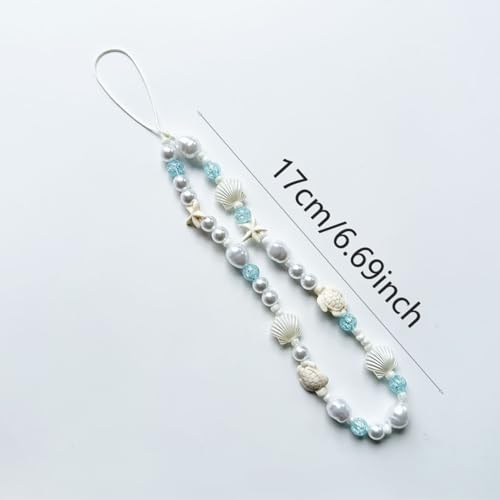 Image of Cute Beaded Camera Wrist Strap for Phone, Digital Camera Charm Lanyard, Pearl Beaded Chain for Bag Keychain Gift