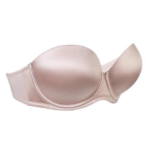 Image of DotVol Thick Padded Underwire Support Strapless Bra(Beige,34B)