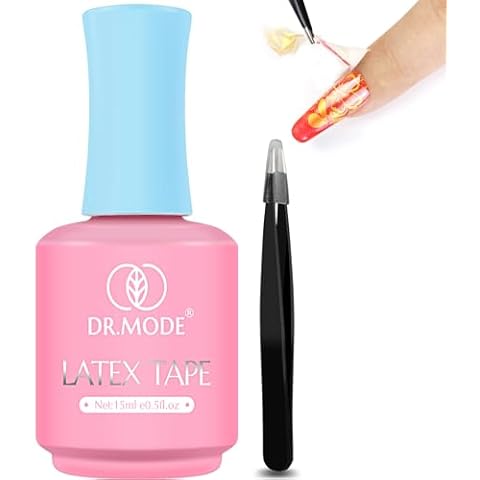 DRMODE Liquid Latex for Nails, Fast Drying Liquid Latex Nail Polish Barrier Peel off Latex Tape, Nail Polish Skin Protector Cuticle Guard for Fingers Nail Painting with Tweezers for Various Nail Art Cover