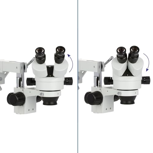 Image of AmScope SM-4BX Professional Binocular Stereo Zoom Microscope, WH10x Eyepieces, 3.5X-45X Magnification, 0.7X-4.5X Zoom Objective, Ambient Lighting, Double-Arm Boom Stand, Includes 0.5x Barlow Lens