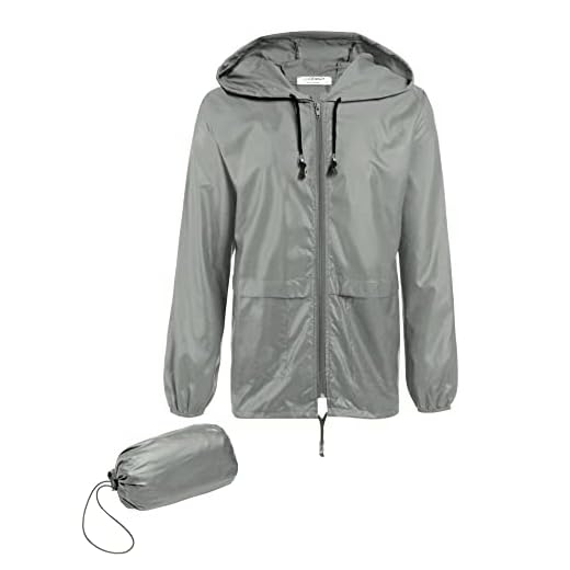 COOFANDY Mens Packable Rain Jacket Waterproof Running Jacket