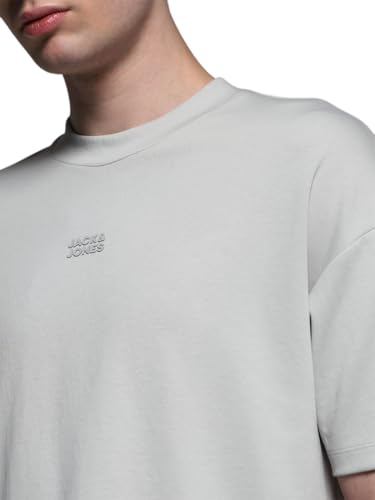 Image of Jack & Jones Men's Solid Round Neck Cotton Relaxed Fit T-Shirt | Boxy Fit | Drop Shoulders