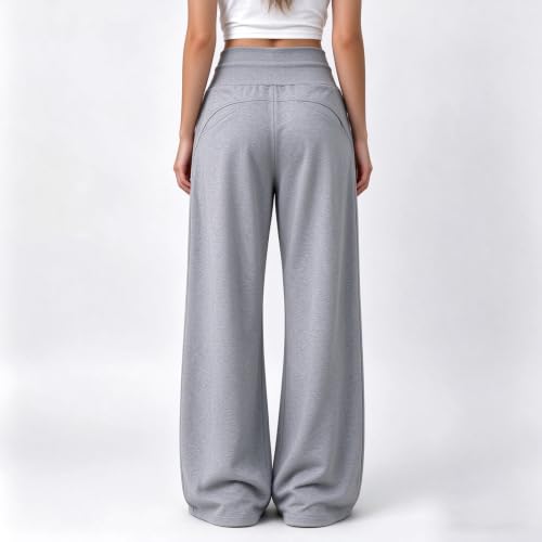 Womens Wide Leg Sweatpants Butt Lifting High Waist Sweat Pants with Pockets - image 7