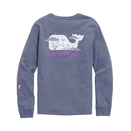 Vineyard Vines Girls' Halloween Whale Moon Long-Sleeve Pocket Tee, Faded Indigo, Large #TOP18