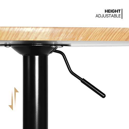 Monibloom Bistro Pub Table Round Bar 39.5''- 49.5" Height-Adjustable Cocktail Table For Dining Room Home Kitchen Patio Bistro, 31 Inch, Natural #TOP3