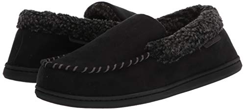 Dearfoams Men's Eli Microsuede Moccasin Slipper, Black, Medium #TOP6