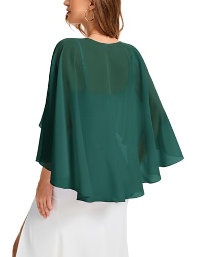 Bbonlinedress Chiffon Capes Damen Sommer Weiche Capelets leichte Tücher Wraps für Abendkleider Schal Stola elegant Umhang Dark Green