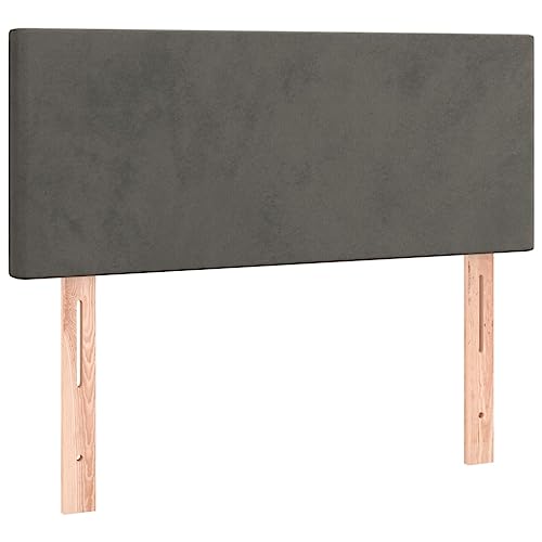 vidaXL Kopfteil, Bettkopfteil mit Holzbeinen, Höhenverstellbar Polsterkopfteil für Bett, Betthaupt Bettzubehör Schlafzimmer, Dunkelgrau 90x5x78/88cm Samt