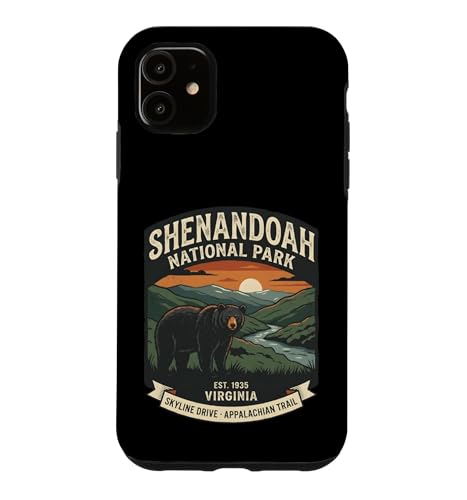 Badge Vintage Shenandoah National Park Virginia Ours Noir Coque pour iPhone 11
