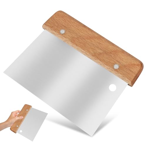 Premium Dough Card Stainless Steel, 15 cm Large Dough Scraper, Dough Scraper, Food Grade Dough Knife for Cutting Dough, Pizzas, Biscuits, Cakes