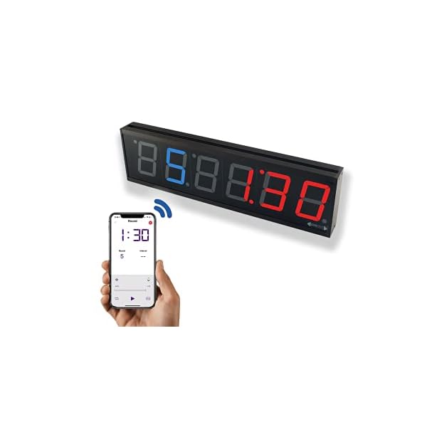 GymNext Flex Timer - Home Edition - Bluetooth App-Controlled Wall Mounted 13" LED Gym Clock with Medium 2.3" Digits for CrossFit, Tabata, HIIT, EMOM, MMA, Boxing, Interval Training, Circuits, Workouts