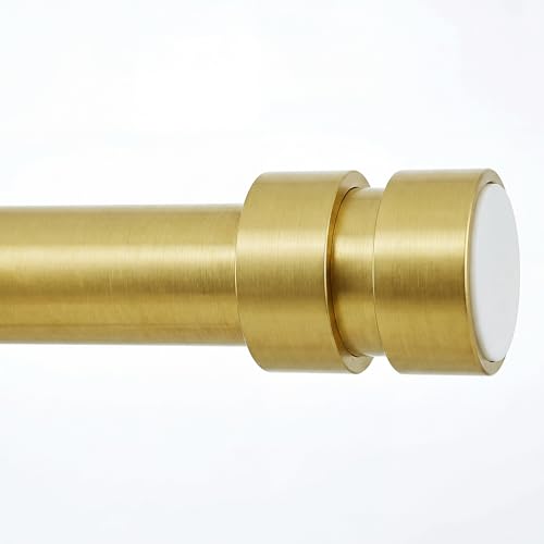 BRIOFOX Tension Curtain Rod Adjustable 24 to 80 inch (2-6.67ft) - Gold Spring Tension Shower Curtain Rod for Window or Bathroom No Drilling Non Slip