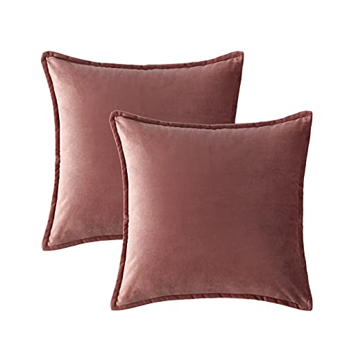 Hansleep Funda Cojín 45x45cm Rosa, Juego de 2 Fundas Cojines de Terciopelo Turquesa Decorativa para Sofá Cama & Dormitorio Sala de Estar - Funda de Almohada Cuadrada Exterior con Cremallera Cover