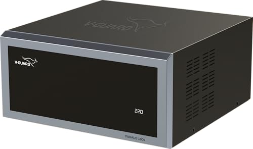 Image of V-Guard Duralis 1000 Mainline Stabilizer for Home | Digital Display | Thermal Overload Protection | Wide Input Voltage Range (Working Range 90 VAC-300 VAC) | 1 Year Warranty by V-Guard | Black