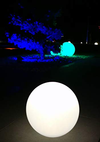 Trango Boule de jardin IP65 250WB en blanc mat diamètre 25cm incl. chacune 1x ampoule LED E27 *SNOW* lumière sphérique avec câble IP44 d'environ 5M, lampe...