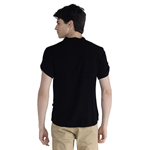 Image of Identiti MenSlim Fit Half Sleeve Solid Smart V Placket Casual Shirts
