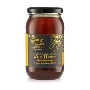 Honey and Spice Pure Raw Wild Honey (500g) | Single Origin honey From Central India Forests With No Added Preservatives | From Madhya Pradesh and Maharashtra | 100% Raw and Pure | Unblended and Unpasteurized | Natural and Original | Unprocessed | No Added Sugar | FDA certified